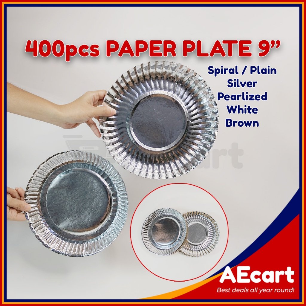 400pcs | PAPER PLATE 9" | Disposable | SPIRAL